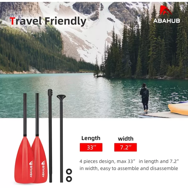 Abahub 1 x 4 Section Carbon SUP PaddleKayak Oar Adjustable Stand up Paddleboard Paddles Lightweight Carbon Shaft BlackBlueGreenGrayOrangeRed Plastic Bladered4 piece sup paddle