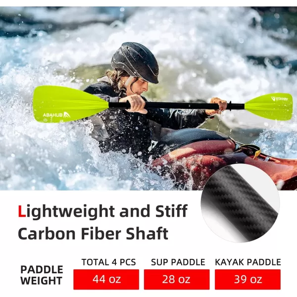 Abahub 1 x 4 Section Carbon SUP PaddleKayak Oar Adjustable Stand up Paddleboard Paddles Lightweight Carbon Shaft BlackBlueGreenGrayOrangeRed Plastic Bladegreen4 piece sup paddle