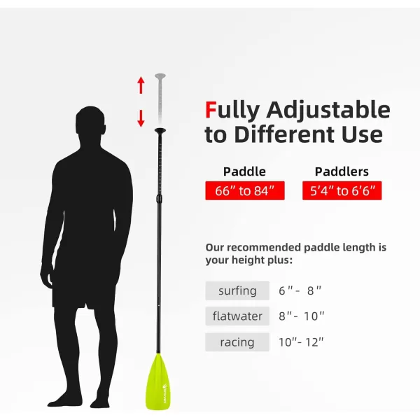 Abahub 1 x 4 Section Carbon SUP PaddleKayak Oar Adjustable Stand up Paddleboard Paddles Lightweight Carbon Shaft BlackBlueGreenGrayOrangeRed Plastic Bladegreen4 piece sup paddle