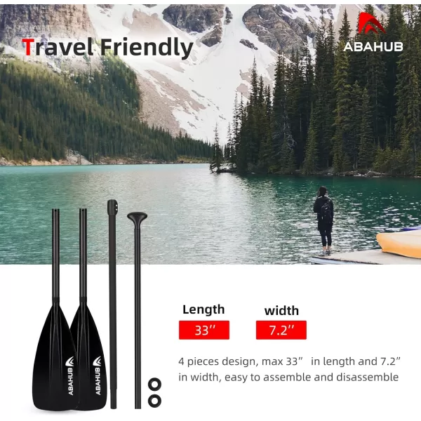 Abahub 1 x 4 Section Carbon SUP PaddleKayak Oar Adjustable Stand up Paddleboard Paddles Lightweight Carbon Shaft BlackBlueGreenGrayOrangeRed Plastic Bladeblack4 piece sup paddle