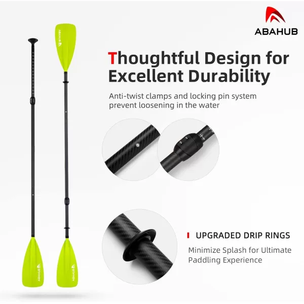 Abahub 1 x 4 Section Carbon SUP PaddleKayak Oar Adjustable Stand up Paddleboard Paddles Lightweight Carbon Shaft BlackBlueGreenGrayOrangeRed Plastic Bladegreen4 piece sup paddle
