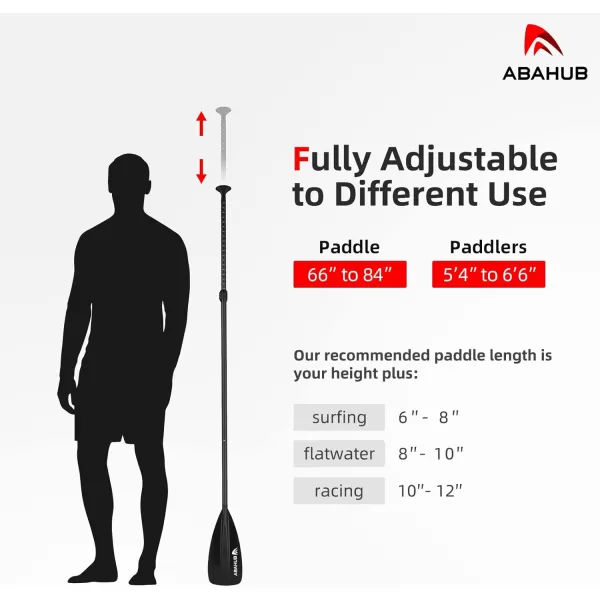 Abahub 1 x 4 Section Carbon SUP PaddleKayak Oar Adjustable Stand up Paddleboard Paddles Lightweight Carbon Shaft BlackBlueGreenGrayOrangeRed Plastic Bladeblack4 piece sup paddle
