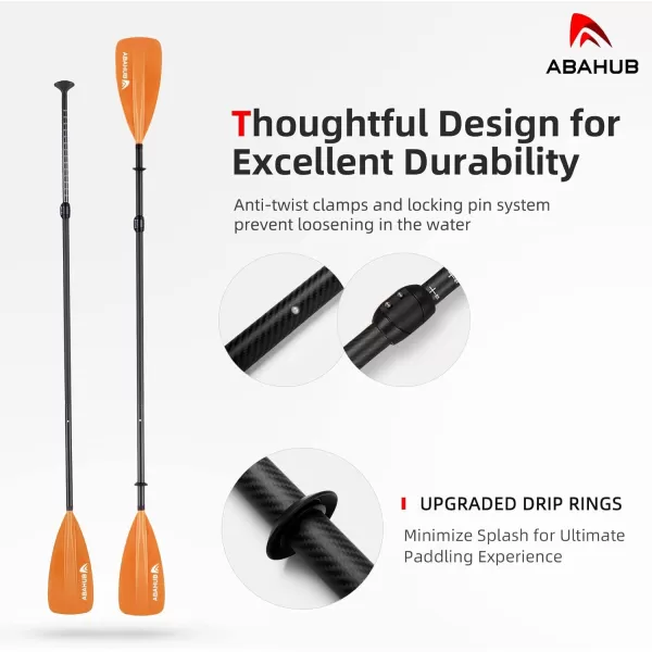 Abahub 1 x 4 Section Carbon SUP PaddleKayak Oar Adjustable Stand up Paddleboard Paddles Lightweight Carbon Shaft BlackBlueGreenGrayOrangeRed Plastic Bladeorange4 piece sup paddle