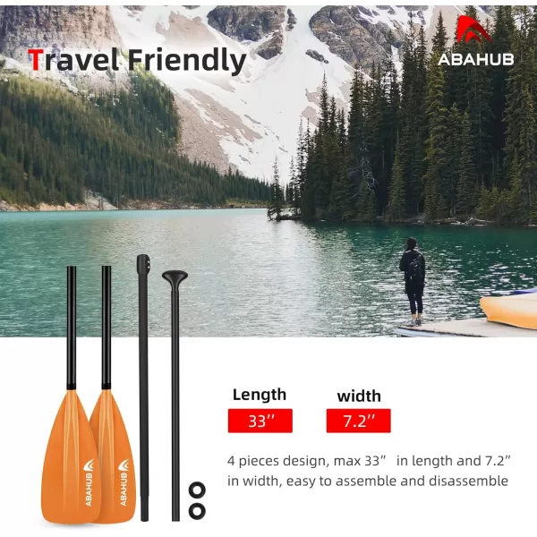 Abahub 1 x 4 Section Carbon SUP PaddleKayak Oar Adjustable Stand up Paddleboard Paddles Lightweight Carbon Shaft BlackBlueGreenGrayOrangeRed Plastic Bladeorange4 piece sup paddle