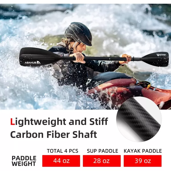 Abahub 1 x 4 Section Carbon SUP PaddleKayak Oar Adjustable Stand up Paddleboard Paddles Lightweight Carbon Shaft BlackBlueGreenGrayOrangeRed Plastic Bladeblack4 piece sup paddle