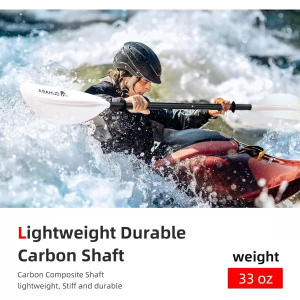Abahub 1 x Carbon Kayak Paddles 905 Inches Kayaking Oars for Boating Canoeing with Free Paddle Leash Carbon Fiber Shaft BlackBlueGreenOrangeYellowWhiteRed Plastic Bladeswhite