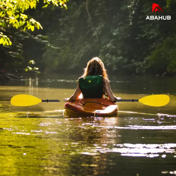 Abahub 1 x Carbon Kayak Paddles 905 Inches Kayaking Oars for Boating Canoeing with Free Paddle Leash Carbon Fiber Shaft BlackBlueGreenOrangeYellowWhiteRed Plastic Bladesyellow