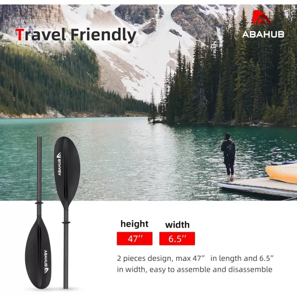 Abahub 1 x Carbon Kayak Paddles 905 Inches Kayaking Oars for Boating Canoeing with Free Paddle Leash Carbon Fiber Shaft BlackBlueGreenOrangeYellowWhiteRed Plastic Bladesblack