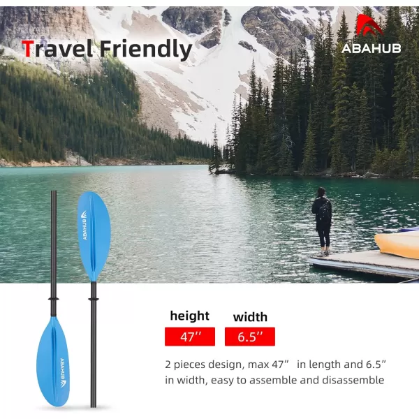Abahub 1 x Carbon Kayak Paddles 905 Inches Kayaking Oars for Boating Canoeing with Free Paddle Leash Carbon Fiber Shaft BlackBlueGreenOrangeYellowWhiteRed Plastic Bladesblue