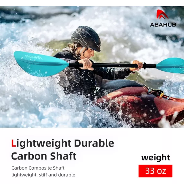 Abahub 1 x Carbon Kayak Paddles 905 Inches Kayaking Oars for Boating Canoeing with Free Paddle Leash Carbon Fiber Shaft BlackBlueGreenOrangeYellowWhiteRed Plastic Bladesteal