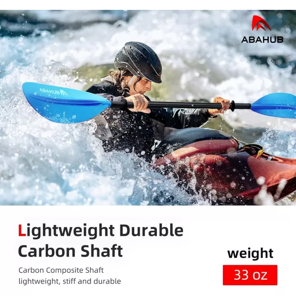 Abahub 1 x Carbon Kayak Paddles 905 Inches Kayaking Oars for Boating Canoeing with Free Paddle Leash Carbon Fiber Shaft BlackBlueGreenOrangeYellowWhiteRed Plastic Bladesblue