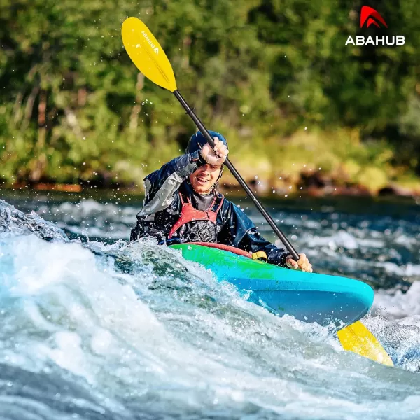 Abahub 1 x Kayak Paddles 905 Inches Kayaking Oars for Boating Canoeing with Free Paddle Leash Aluminum Alloy Shaft BlackBlueGreenOrangeYellow Plastic Bladesyellow