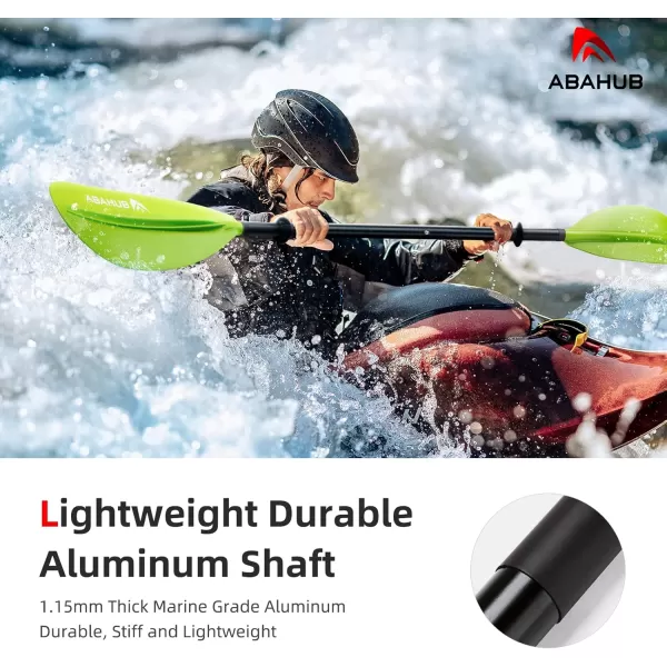 Abahub 1 x Kayak Paddles 905 Inches Kayaking Oars for Boating Canoeing with Free Paddle Leash Aluminum Alloy Shaft BlackBlueGreenOrangeYellow Plastic Bladesgreen