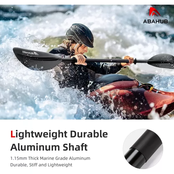 Abahub 1 x Kayak Paddles 905 Inches Kayaking Oars for Boating Canoeing with Free Paddle Leash Aluminum Alloy Shaft BlackBlueGreenOrangeYellow Plastic Bladesblack