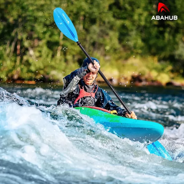 Abahub 1 x Kayak Paddles 905 Inches Kayaking Oars for Boating Canoeing with Free Paddle Leash Aluminum Alloy Shaft BlackBlueGreenOrangeYellow Plastic Bladesblue