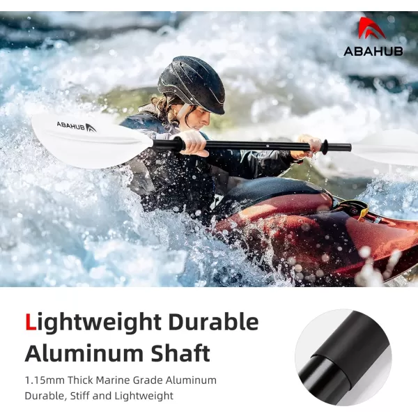 Abahub 1 x Kayak Paddles 905 Inches Kayaking Oars for Boating Canoeing with Free Paddle Leash Aluminum Alloy Shaft BlackBlueGreenOrangeYellow Plastic Bladeswhite