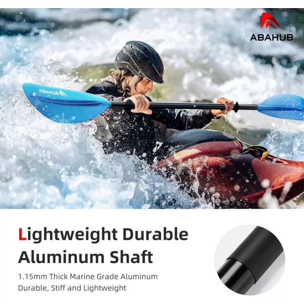Abahub 1 x Kayak Paddles 905 Inches Kayaking Oars for Boating Canoeing with Free Paddle Leash Aluminum Alloy Shaft BlackBlueGreenOrangeYellow Plastic Bladesblue