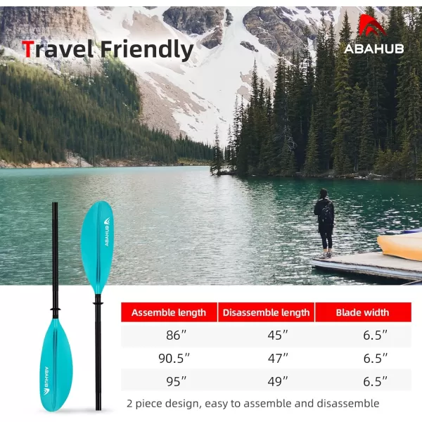 Abahub 1 x Kayak Paddles 905 Inches Kayaking Oars for Boating Canoeing with Free Paddle Leash Aluminum Alloy Shaft BlackBlueGreenOrangeYellow Plastic Bladesteal