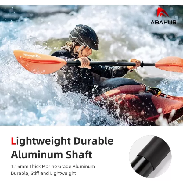 Abahub 1 x Kayak Paddles 905 Inches Kayaking Oars for Boating Canoeing with Free Paddle Leash Aluminum Alloy Shaft BlackBlueGreenOrangeYellow Plastic Bladesorange