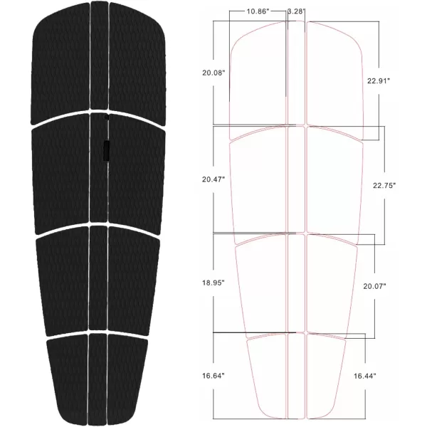 Abahub 12 Piece Surf SUP Deck Traction Pad Premium EVA with Tail Kicker 3M Adhesive for Paddleboard Longboard Surfboard BlackBlueGrayNavy BlueOrangeWhiteBlack