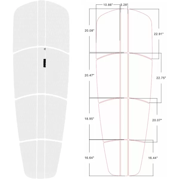 Abahub 12 Piece Surf SUP Deck Traction Pad Premium EVA with Tail Kicker 3M Adhesive for Paddleboard Longboard Surfboard BlackBlueGrayNavy BlueOrangeWhiteWhite