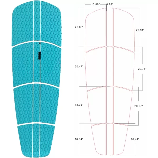 Abahub 12 Piece Surf SUP Deck Traction Pad Premium EVA with Tail Kicker 3M Adhesive for Paddleboard Longboard Surfboard BlackBlueGrayNavy BlueOrangeWhiteBlue