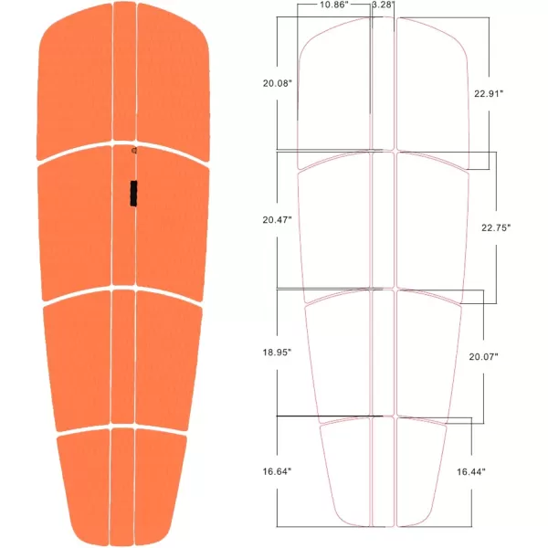 Abahub 12 Piece Surf SUP Deck Traction Pad Premium EVA with Tail Kicker 3M Adhesive for Paddleboard Longboard Surfboard BlackBlueGrayNavy BlueOrangeWhiteOrange
