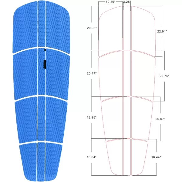 Abahub 12 Piece Surf SUP Deck Traction Pad Premium EVA with Tail Kicker 3M Adhesive for Paddleboard Longboard Surfboard BlackBlueGrayNavy BlueOrangeWhiteNavy Blue