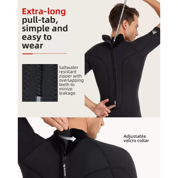 Abahub 23mm Men and Women Shorty Wetsuits 7 Sizes FrontBack Zip Spring Suit for Snorkeling Surfing Kayaking Scuba Diving Short Sleeve Neoprene Wet Suit for Water SportsBlackMen
