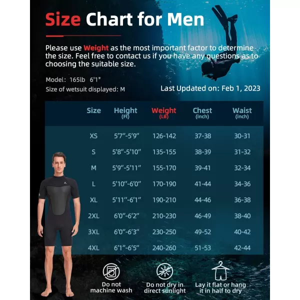 Abahub 23mm Men and Women Shorty Wetsuits 7 Sizes FrontBack Zip Spring Suit for Snorkeling Surfing Kayaking Scuba Diving Short Sleeve Neoprene Wet Suit for Water SportsBlackMen
