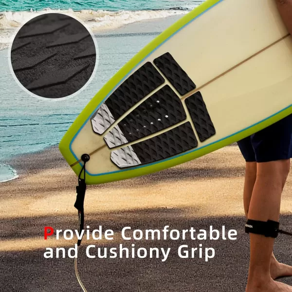 Abahub 3 Piece EVA Surfboard Deck Traction Pads with Kicker for Stomp Skimboards Surf Boards Funboard Fish Board BlackBlueGreenGrayOrangePinkWhiteWine Red5 pcsgray