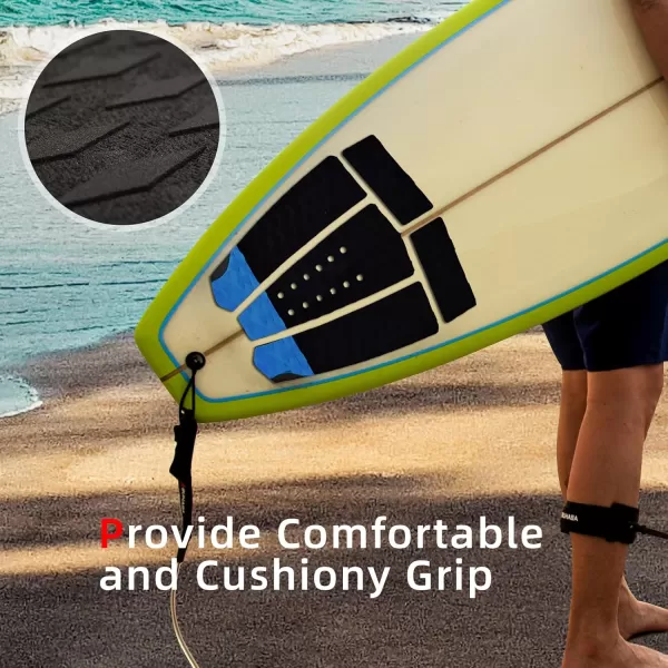 Abahub 3 Piece EVA Surfboard Deck Traction Pads with Kicker for Stomp Skimboards Surf Boards Funboard Fish Board BlackBlueGreenGrayOrangePinkWhiteWine Red5 pcsblue
