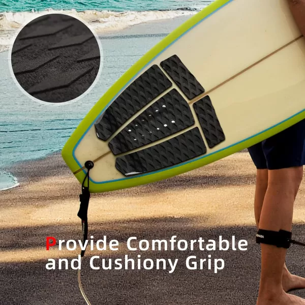 Abahub 3 Piece EVA Surfboard Deck Traction Pads with Kicker for Stomp Skimboards Surf Boards Funboard Fish Board BlackBlueGreenGrayOrangePinkWhiteWine Red5 pcsblack