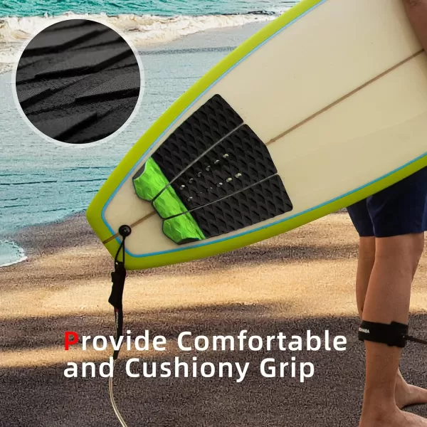 Abahub 3 Piece EVA Surfboard Deck Traction Pads with Kicker for Stomp Skimboards Surf Boards Funboard Fish Board BlackBlueGreenGrayOrangePinkWhiteWine RedGreen