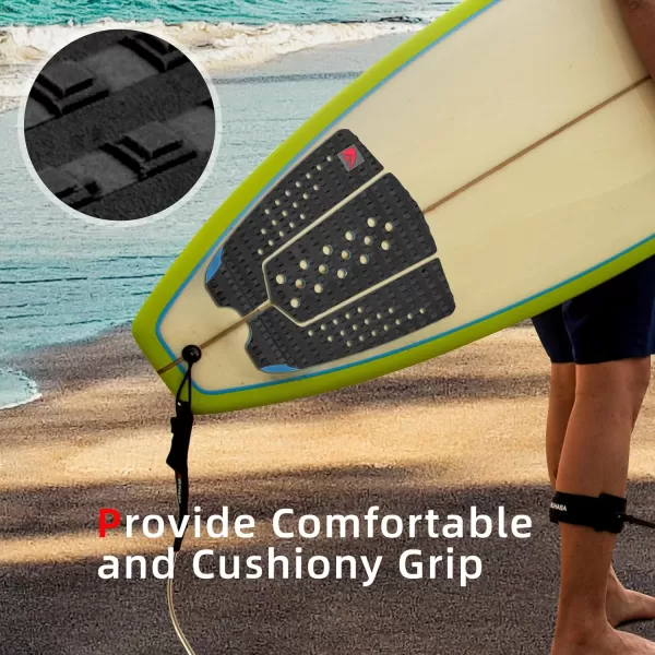 Abahub 9 Piece Surf Deck Traction Pad Premium EVA with Tail Kicker 3M Adhesive for Surfboard Longboard Shortboard Funboard Fish Skimboard BlackBlueBrownGrayWhiteOrangeNavy Blue3 pcsBlack