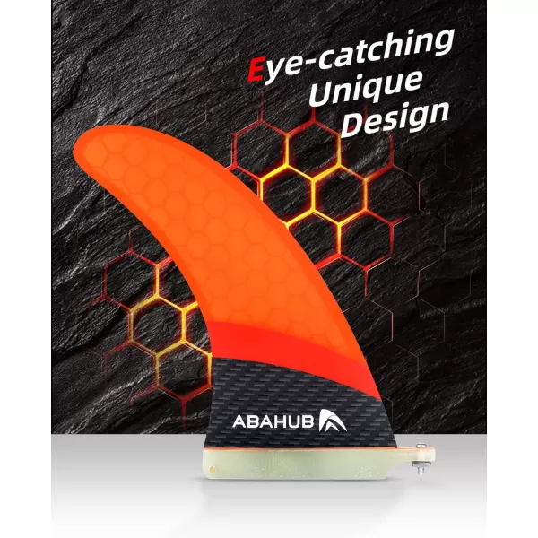 Abahub 9 SUP Single Center Fin No Tool Fin Screw Fiberglass Reinforeced 9 inch SUP Replacement Fins for Surfboard Standup Paddle Board Longboard BlackBlueWhiteFiberglass Orange