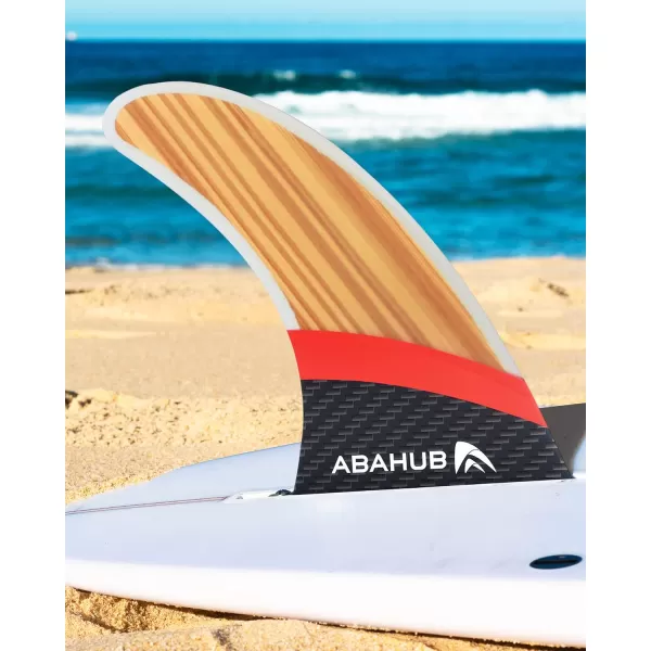 Abahub 9 SUP Single Center Fin No Tool Fin Screw Fiberglass Reinforeced 9 inch SUP Replacement Fins for Surfboard Standup Paddle Board Longboard BlackBlueWhiteFiberglass with Teak Veneer