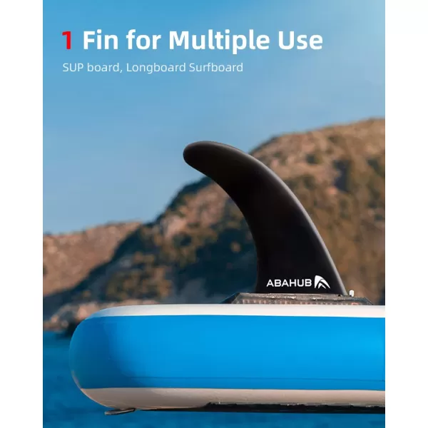 Abahub 9 SUP Single Center Fin No Tool Fin Screw Fiberglass Reinforeced 9 inch SUP Replacement Fins for Surfboard Standup Paddle Board Longboard BlackBlueWhiteblack