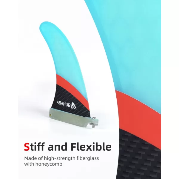 Abahub 9 SUP Single Center Fin No Tool Fin Screw Fiberglass Reinforeced 9 inch SUP Replacement Fins for Surfboard Standup Paddle Board Longboard BlackBlueWhiteFiberglass Blue