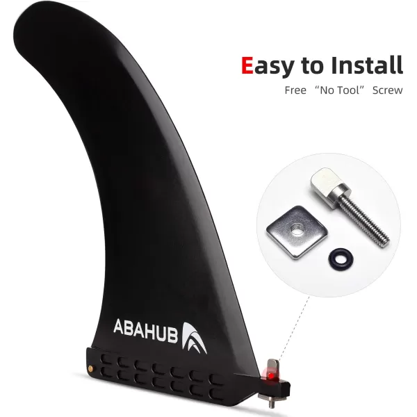 Abahub 910 SUP Single Center Fin with 1 NoTool Fin Screw Fiberglass Reinforeced 910 inch SUP Replacement Fins for Surfing Surfboard Standup Paddle Board Longboard BlackBlueWhite10 black