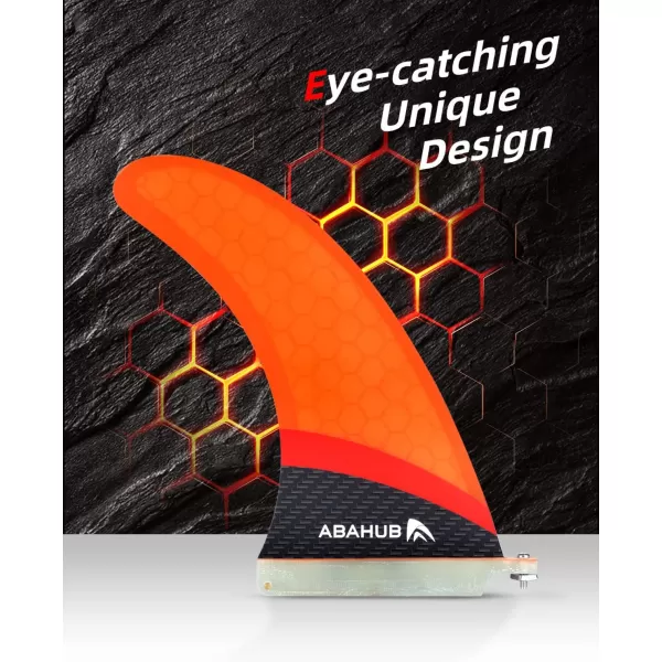 Abahub 910 SUP Single Center Fin with 1 NoTool Fin Screw Fiberglass Reinforeced 910 inch SUP Replacement Fins for Surfing Surfboard Standup Paddle Board Longboard BlackBlueWhiteFiberglass Orange