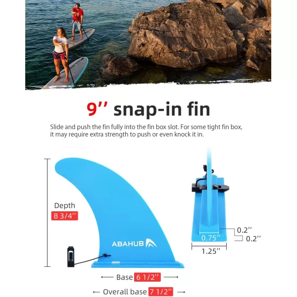 Abahub 910 SUP Single Center Fin with 1 NoTool Fin Screw Fiberglass Reinforeced 910 inch SUP Replacement Fins for Surfing Surfboard Standup Paddle Board Longboard BlackBlueWhiteblue 9 slidein fin