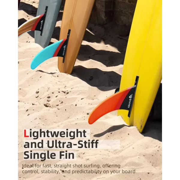 Abahub 910 SUP Single Center Fin with 1 NoTool Fin Screw Fiberglass Reinforeced 910 inch SUP Replacement Fins for Surfing Surfboard Standup Paddle Board Longboard BlackBlueWhiteFiberglass Orange