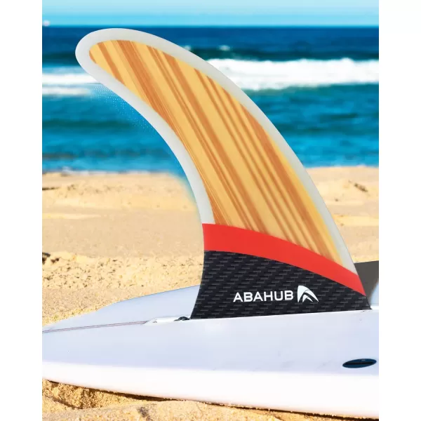 Abahub 910 SUP Single Center Fin with 1 NoTool Fin Screw Fiberglass Reinforeced 910 inch SUP Replacement Fins for Surfing Surfboard Standup Paddle Board Longboard BlackBlueWhiteFiberglass with Teak Veneer