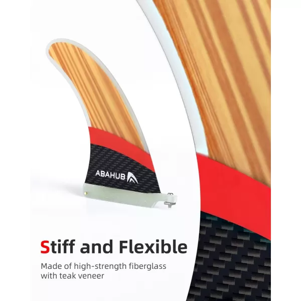 Abahub 910 SUP Single Center Fin with 1 NoTool Fin Screw Fiberglass Reinforeced 910 inch SUP Replacement Fins for Surfing Surfboard Standup Paddle Board Longboard BlackBlueWhiteFiberglass with Teak Veneer