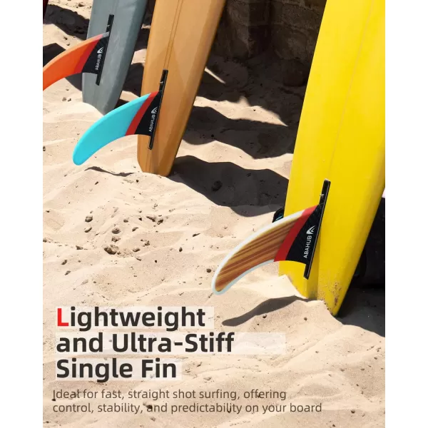Abahub 910 SUP Single Center Fin with 1 NoTool Fin Screw Fiberglass Reinforeced 910 inch SUP Replacement Fins for Surfing Surfboard Standup Paddle Board Longboard BlackBlueWhiteFiberglass with Teak Veneer