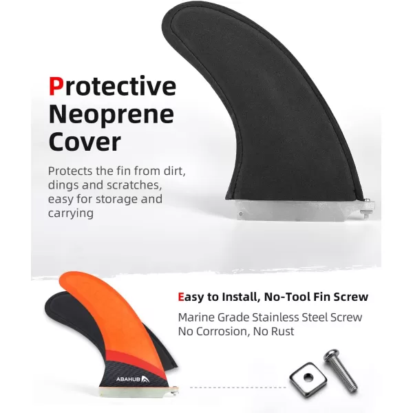 Abahub 910 SUP Single Center Fin with 1 NoTool Fin Screw Fiberglass Reinforeced 910 inch SUP Replacement Fins for Surfing Surfboard Standup Paddle Board Longboard BlackBlueWhiteFiberglass Orange