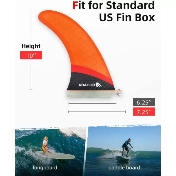 Abahub 910 SUP Single Center Fin with 1 NoTool Fin Screw Fiberglass Reinforeced 910 inch SUP Replacement Fins for Surfing Surfboard Standup Paddle Board Longboard BlackBlueWhiteFiberglass Orange