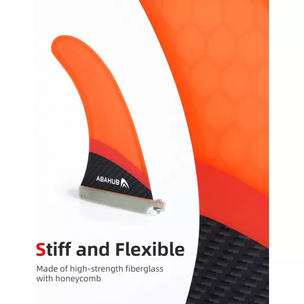 Abahub 910 SUP Single Center Fin with 1 NoTool Fin Screw Fiberglass Reinforeced 910 inch SUP Replacement Fins for Surfing Surfboard Standup Paddle Board Longboard BlackBlueWhiteFiberglass Orange