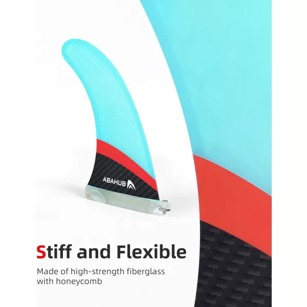 Abahub 910 SUP Single Center Fin with 1 NoTool Fin Screw Fiberglass Reinforeced 910 inch SUP Replacement Fins for Surfing Surfboard Standup Paddle Board Longboard BlackBlueWhiteFiberglass Blue